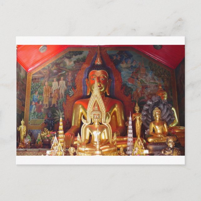 Cartão Postal Templo Budista Chang Mai Tailândia Dourado Buda (Frente)