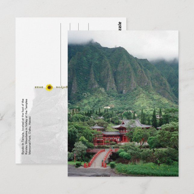Cartão Postal Templo Byodo-In, Oahu, HawaiI - (Frente/Verso)