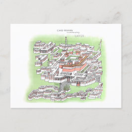 Cartão Postal Templo Cho-Khang de Buda em Lhasa 1902 Desenho