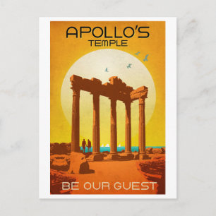 Cartão Postal Templo de Apollo, Turquia, mar Mediterrâneo, vint