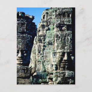 Cartão Postal Templo de Bayon em Angkor no Camboja dois rostos
