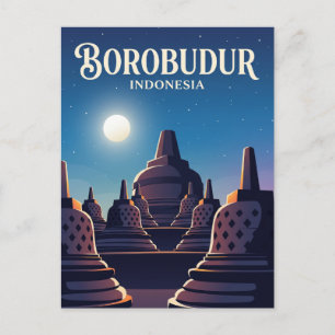 Cartão Postal Templo de Borobudur Indonésia