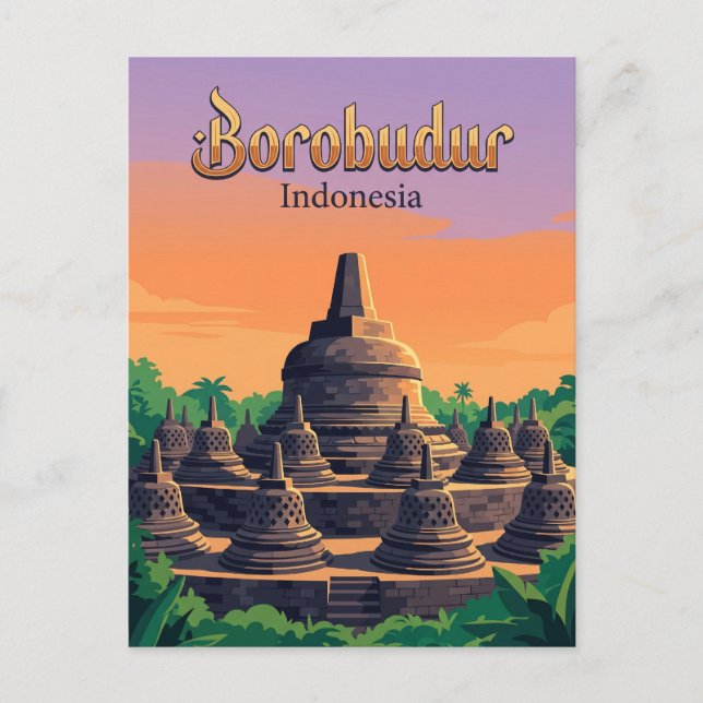 Cartão Postal Templo de Borobudur Indonésia (Frente)