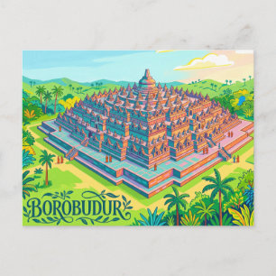 Cartão Postal Templo de Borobudur Indonésia