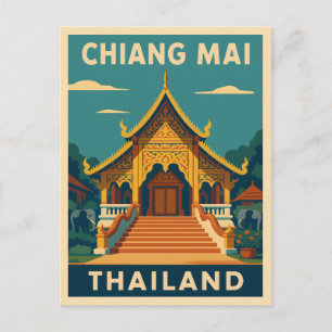 Cartão Postal Templo de Chiang Mai da Viagens vintage Retro