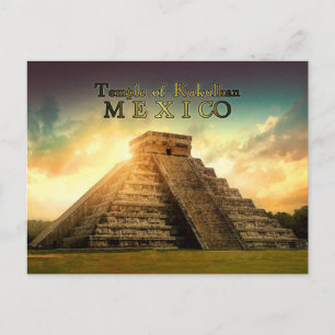 Cartão Postal Templo de Kukulkan México estilizado