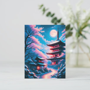 Cartão Postal Templo de Neve e Flores (Yukizakura no Tera) 