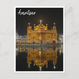 Cartão Postal Templo de Ouro Amritsar Noite Índia