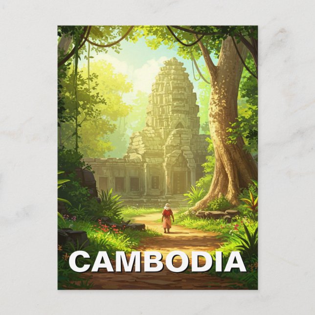 Cartão Postal Templo em Angkor Wat no Camboja (Frente)