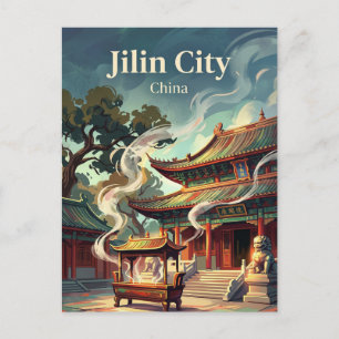 Cartão Postal Templo Guandi na cidade de Jilin, China