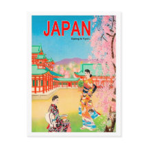 Templo japonês na primavera, garotas gueixas a pas