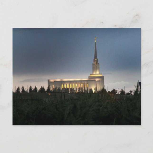 Cartão Postal templo mórmon de oquirrh mountain em utah (Frente)