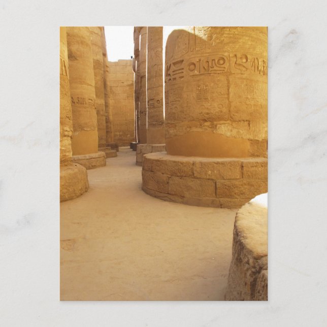 Cartão Postal Templos de Karnak; Templo de Amon-Ra, hieroglífico (Frente)