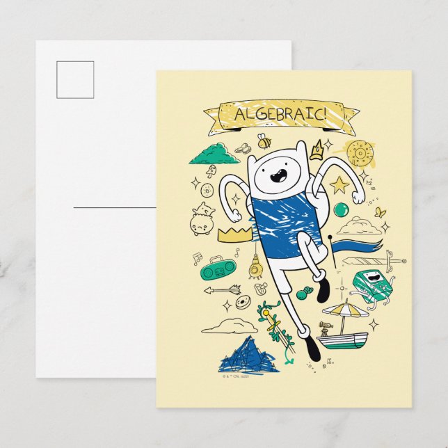 Cartão Postal Tempo de Aventura | "Algebraic" Finn Sketch (Frente/Verso)