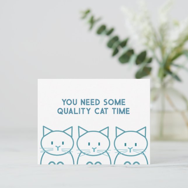 Cartão Postal Tempo de Qualidade com Gatos (Em pé/Frente)