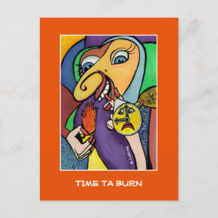 Cartão Postal Tempo De Queimação Em Laranja - Peças De Tempo