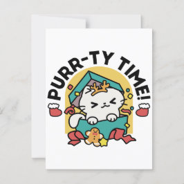 Cartão Postal Tempo Puro! - Design de Natal para Gatos Festivos