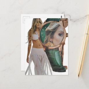 Cartão Postal Tempo Surreal para Colagem de Dama da Moda