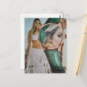 Cartão Postal Tempo Surreal para Colagem de Senhora da Moda Car