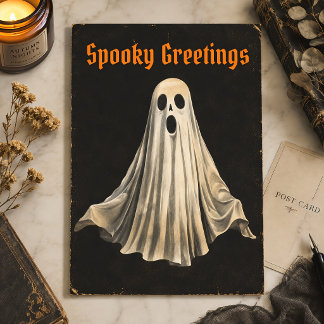 Cartão Postal Temporada de Halloween Assombrada Vintage
