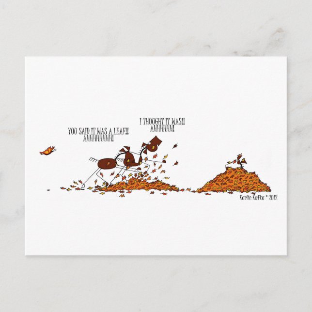 Cartão Postal Temporada Engraçada de Outono Cavalo & Borboleta D (Frente)