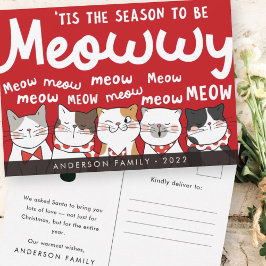 Cartão Postal Temporada para ser Meowwy Divertida Gatinhos Fofos