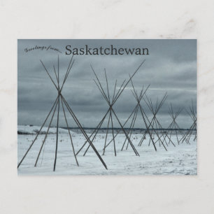 Cartão Postal Tendas cônicas levando a Wanuskewin Saskatchewan