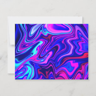 Cartão Postal Tendência Abstrato de turquesa azul-de-neon-rosa
