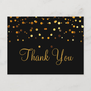 Cartão Postal Tendência Dourada Glitter Black Muito Caro Obrigad