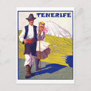 Cartão Postal Tenerife, casal dos aldeões, Espanha, colheita