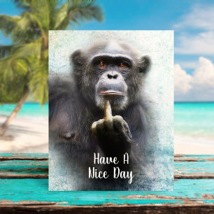 Cartão Postal Tenha Um Bom Dia, Dedo Médio Ofensivo Engraçado