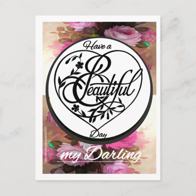 Cartão Postal Tenha um dia 'Lindo' Desenhado à Mão &.... Cartão- (Frente)