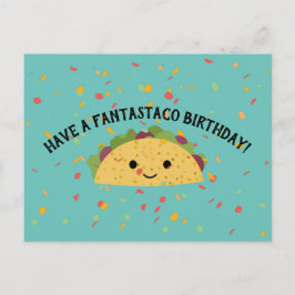 Cartão Postal Tenha um Fantastaco Birthday Cute Kawaii Taco