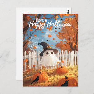 Cartão Postal Tenha um feliz fantasma bonito de Halloween
