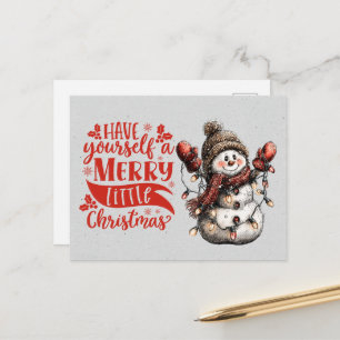Cartão Postal Tenha um Natal Feliz Homem de Neve
