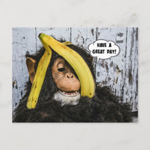 Cartão Postal "Tenha um Ótimo Dia!" Chimpanzé Feliz