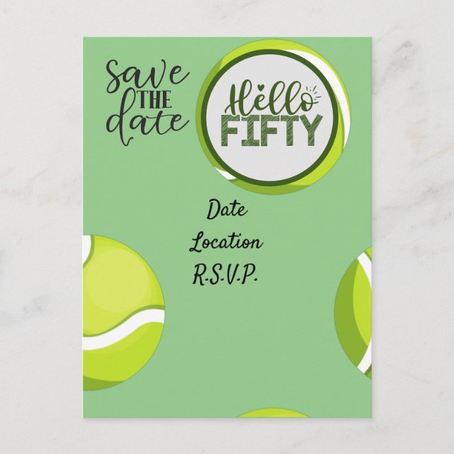 Cartão Postal Tênis 50º Aniversário de Aniversário Guarde a Data (Frente)