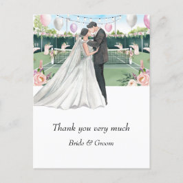 Cartão Postal Tênis Bride e noiva na Tênis Ball para Casamento