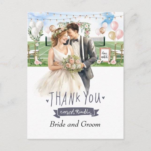 Cartão Postal Tênis Bride e obrigado de casamento de noiva (Frente)