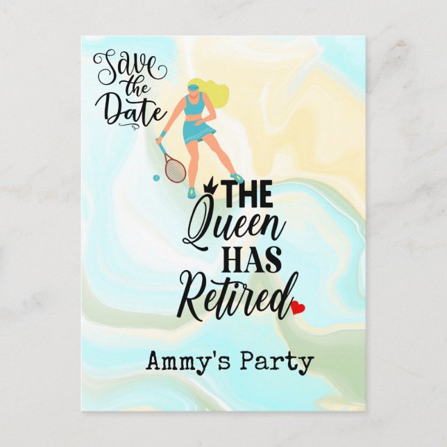 Cartão Postal Tênis de Parte de Aposentação Salvar Data (Frente)