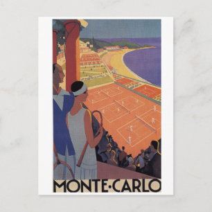 Cartão Postal Tênis do Monte Carlo Vintage Art Deco