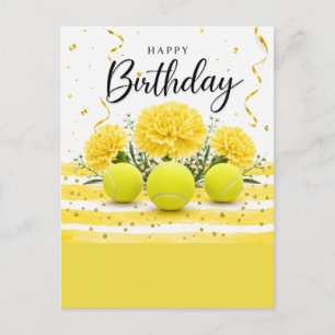 Cartão Postal Tênis Feliz Aniversário com flores