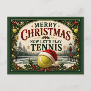 Cartão Postal Tenis Natal com bola chapéu de papai noel