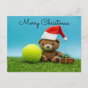 Cartão Postal Tênis Natal com ursinho de pelúcia e ornamento d