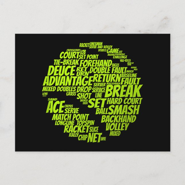 Cartão Postal Tênis - Termos do Tênis Player Reproduzindo a esfe (Frente)