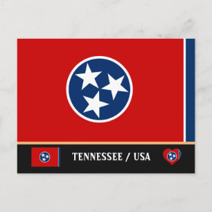 Cartão Postal Tennessee Flag e Tennessee State USA/América