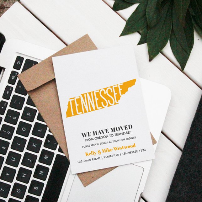 Cartão Postal TENNESSEE Mudamos Novo endereço Nova Casa (Charming Tennessee Delights: Share your address with chic moving announcements, featuring a modern s)