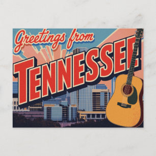Cartão Postal Tennessee Nashville Guitar Silhueta da Cidade