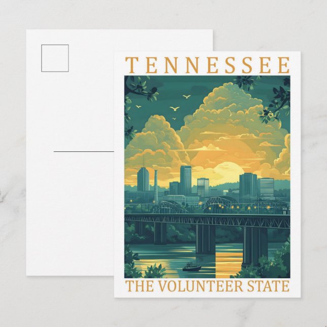Cartão Postal Tennessee, o Volunteer State USA Viagem Place (Frente/Verso)