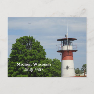 Cartão Postal Tenney Park em Madison Wisconsin Lighthouse